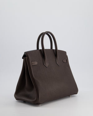 *VERY RARE* Hermès Birkin 25cm Retourne in Ebene Barenia Faubourg Leather with Palladium Hardware