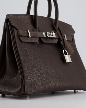 *VERY RARE* Hermès Birkin 25cm Retourne in Ebene Barenia Faubourg Leather with Palladium Hardware