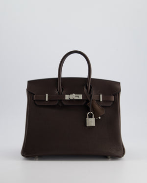 *VERY RARE* Hermès Birkin 25cm Retourne in Ebene Barenia Faubourg Leather with Palladium Hardware