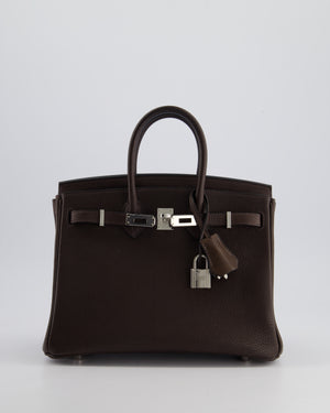 *VERY RARE* Hermès Birkin 25cm Retourne in Ebene Barenia Faubourg Leather with Palladium Hardware