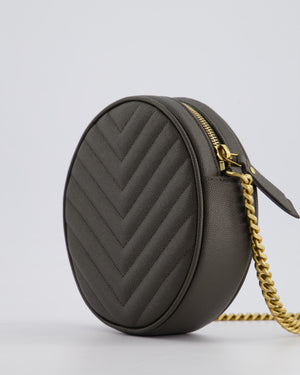 *FIRE PRICE* Saint Laurent Khaki Niki Vinyle Round Camera Bag in Grained Calfskin Leather with Gold Hardware