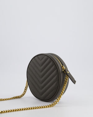 *FIRE PRICE* Saint Laurent Khaki Niki Vinyle Round Camera Bag in Grained Calfskin Leather with Gold Hardware