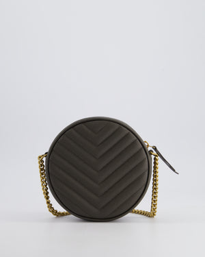 *FIRE PRICE* Saint Laurent Khaki Niki Vinyle Round Camera Bag in Grained Calfskin Leather with Gold Hardware