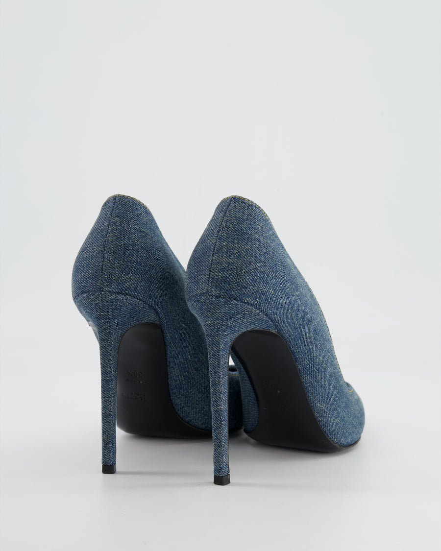 Saint Laurent Blue Denim Classic Paris Skinny Pumps Size EU 38.5