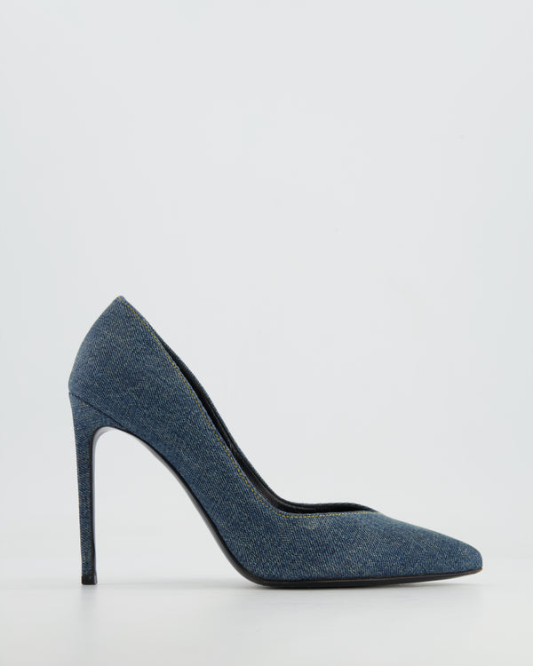 Saint Laurent Blue Denim Classic Paris Skinny Pumps Size EU 38.5