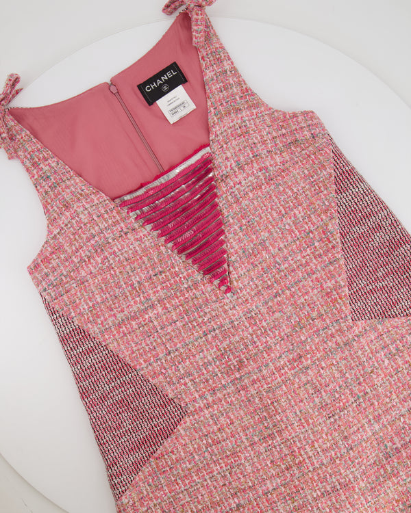 Chanel Pink Sleeveless Tweed Mini Dress with Sequin Embellishments Detail FR 38 (UK 10)