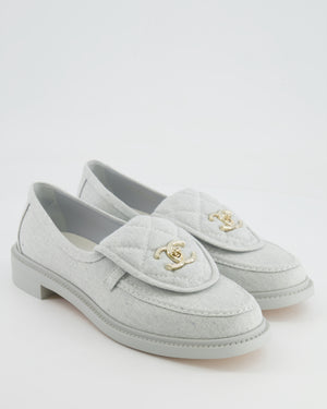 Chanel Baby Blue Denim Loafers with Champagne Gold CC Logo Size EU 41