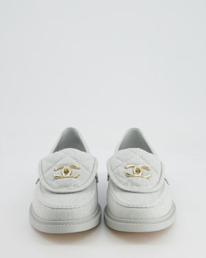 Chanel Baby Blue Denim Loafers with Champagne Gold CC Logo Size EU 41