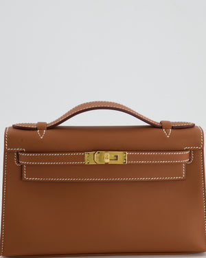 *RARE* Hermès Kelly Pochette in Gold Swift Leather with Gold Hardware