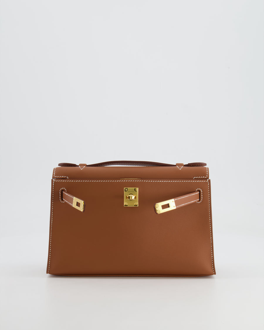 *RARE* Hermès Kelly Pochette in Gold Swift Leather with Gold Hardware