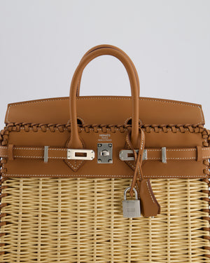 *RARE* Hermès Birkin Wicker Picnic 25cm Bag in Gold Swift Leather and Oasier Wicker with Palladium Hardware