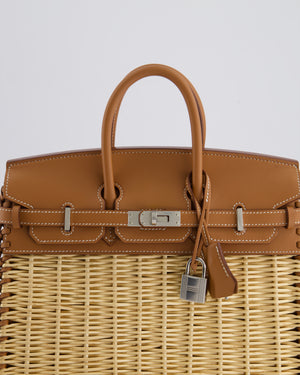 *RARE* Hermès Birkin Wicker Picnic 25cm Bag in Gold Swift Leather and Oasier Wicker with Palladium Hardware