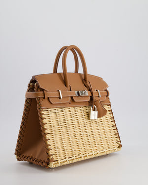 *RARE* Hermès Birkin Wicker Picnic 25cm Bag in Gold Swift Leather and Oasier Wicker with Palladium Hardware