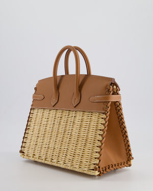 *RARE* Hermès Birkin Wicker Picnic 25cm Bag in Gold Swift Leather and Oasier Wicker with Palladium Hardware