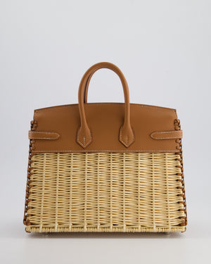 *RARE* Hermès Birkin Wicker Picnic 25cm Bag in Gold Swift Leather and Oasier Wicker with Palladium Hardware