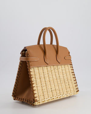 *RARE* Hermès Birkin Wicker Picnic 25cm Bag in Gold Swift Leather and Oasier Wicker with Palladium Hardware