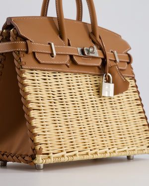 *RARE* Hermès Birkin Wicker Picnic 25cm Bag in Gold Swift Leather and Oasier Wicker with Palladium Hardware