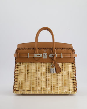 *RARE* Hermès Birkin Wicker Picnic 25cm Bag in Gold Swift Leather and Oasier Wicker with Palladium Hardware