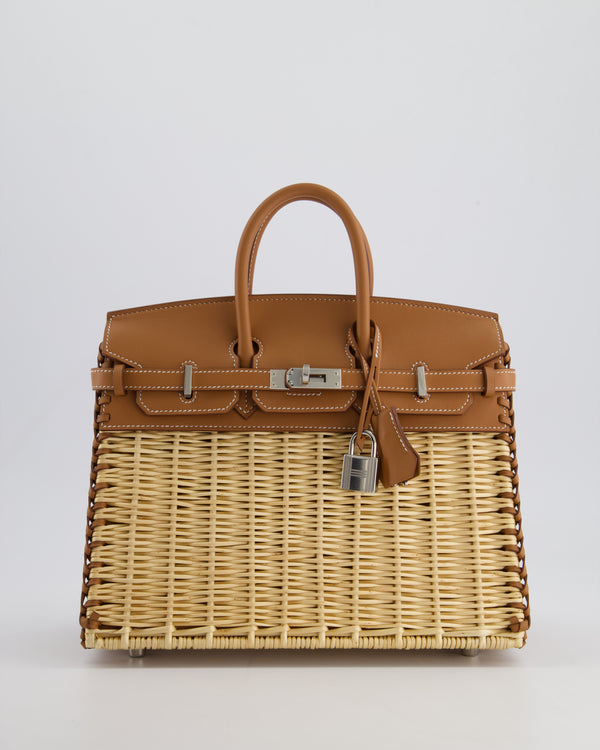 *RARE* Hermès Birkin Wicker Picnic 25cm Bag in Gold Swift Leather and Oasier Wicker with Palladium Hardware