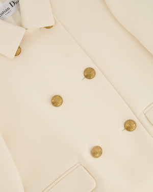 Christian Dior Cream Wool Jacket with Gold Buttons Detail Size FR 40 (UK 12)