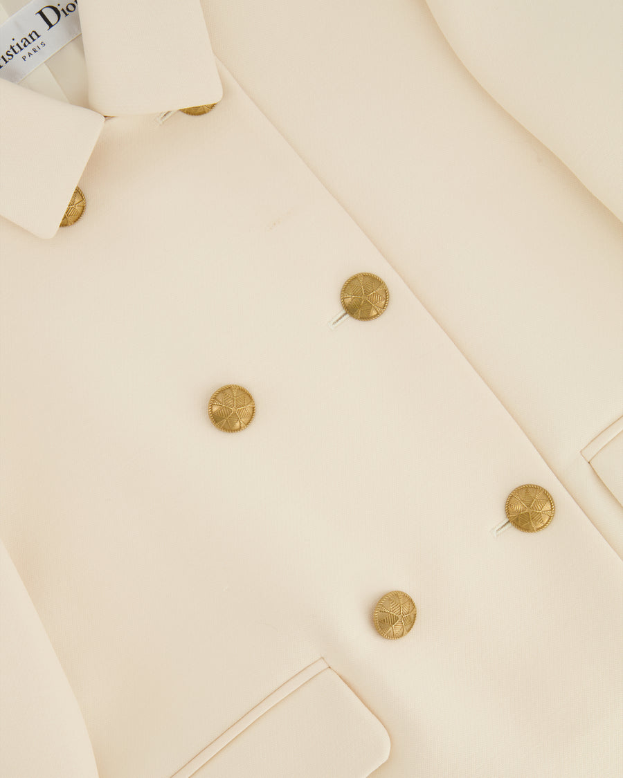 Christian Dior Cream Wool Jacket with Gold Buttons Detail Size FR 40 (UK 12)