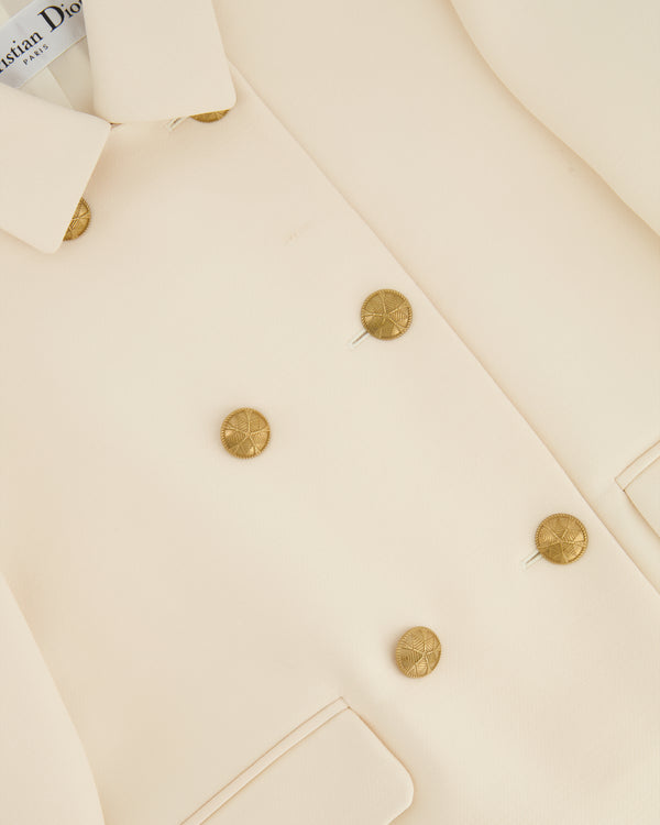 Christian Dior Cream Wool Jacket with Gold Buttons Detail Size FR 40 (UK 12)