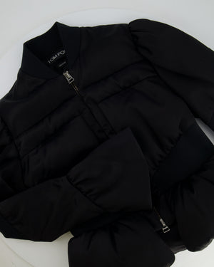 Tom Ford Black Padded Jacket with Waist and Sleeve Details Size IT 44 (UK 12)