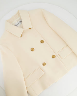 Christian Dior Cream Wool Jacket with Gold Buttons Detail Size FR 40 (UK 12)