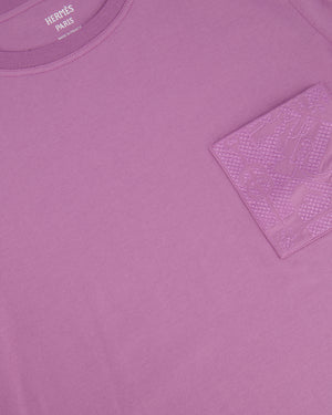 Hermès Lilac Cotton T-Shirt with Embroidered Pocket Detail Size FR 40 (UK 12)