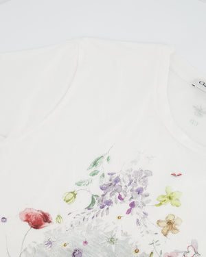 Christian Dior White T-shirt with Multicolour Floral Details and Logo Size FR 36/38 (UK 8/10)