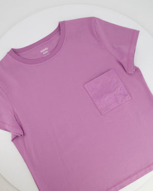 Hermès Lilac Cotton T-Shirt with Embroidered Pocket Detail Size FR 40 (UK 12)