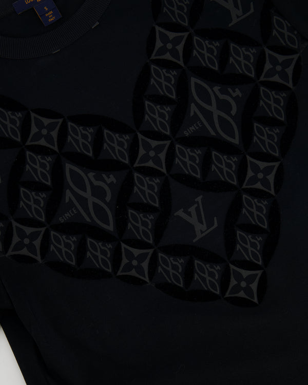 Louis Vuitton Black T-Shirt with Velvet Appliqué and Logo Details Size S (UK 8)