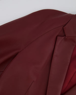 Hermès Burgundy Longline Lambskin Leather Blazer Jacket FR 42 (UK 14)