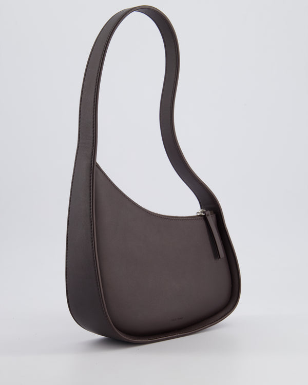 The Row Chocolate Brown Leather Half Moon Shoulder Bag RRP £1,290