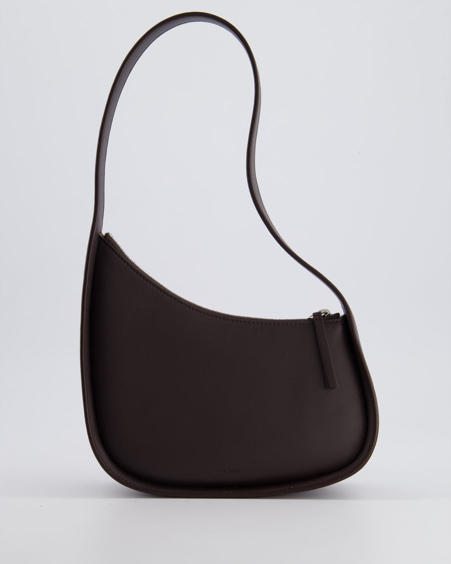 The Row Chocolate Brown Leather Half Moon Shoulder Bag RRP £1,290