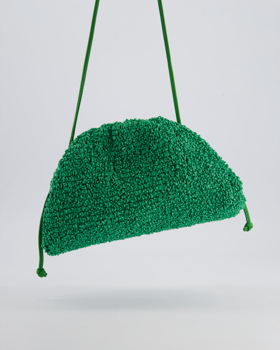 Bottega Veneta Green Raffia Grass Effect Mini Pouch Bag