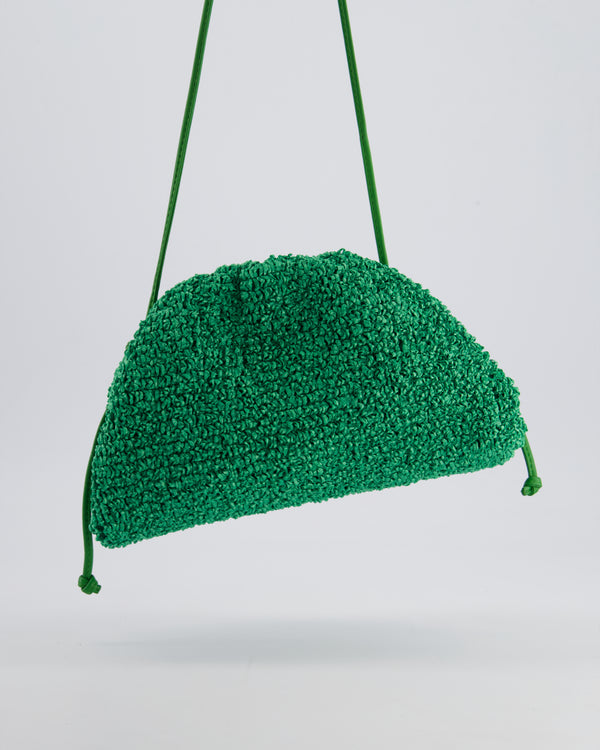 Bottega Veneta Green Raffia Grass Effect Mini Pouch Bag