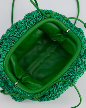 Bottega Veneta Green Raffia Grass Effect Mini Pouch Bag