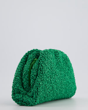 Bottega Veneta Green Raffia Grass Effect Mini Pouch Bag