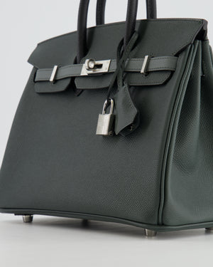 Hermès Birkin 25cm Retourne Tricolour in Vert Mangrove, Vert Amande and Black Epsom Leather with Palladium Hardware