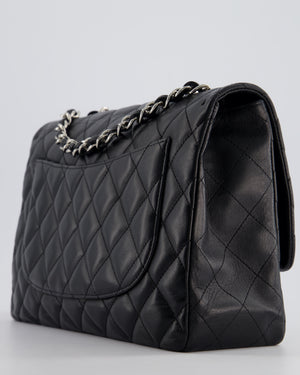 Chanel Black Jumbo Classic Single Flap Bag in Lambskin Leather with Silver Hardware