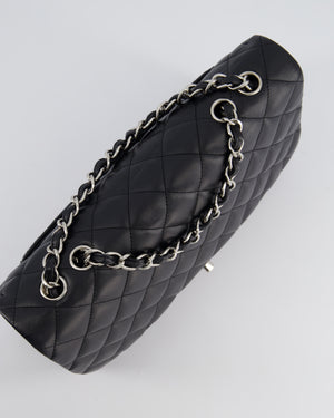 Chanel Black Jumbo Classic Single Flap Bag in Lambskin Leather with Silver Hardware