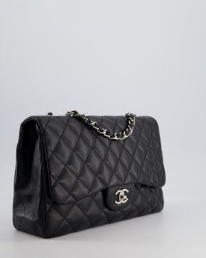 Chanel Black Jumbo Classic Single Flap Bag in Lambskin Leather with Silver Hardware