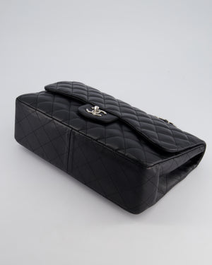 Chanel Black Jumbo Classic Single Flap Bag in Lambskin Leather with Silver Hardware