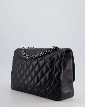 Chanel Black Jumbo Classic Single Flap Bag in Lambskin Leather with Silver Hardware