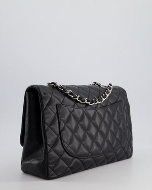 Chanel Black Jumbo Classic Single Flap Bag in Lambskin Leather with Silver Hardware