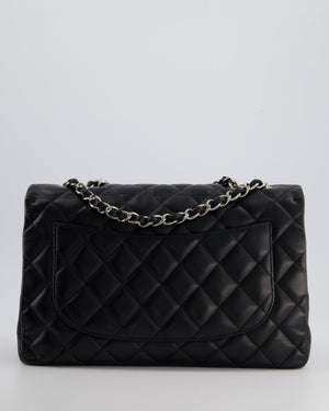 Chanel Black Jumbo Classic Single Flap Bag in Lambskin Leather with Silver Hardware