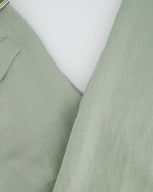 Loro Piana Sage Green Two-Piece Linen Shirt and Trousers Set Size IT 42 (UK 10)