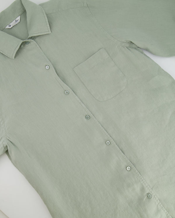 Loro Piana Sage Green Two-Piece Linen Shirt and Trousers Set Size IT 42 (UK 10)