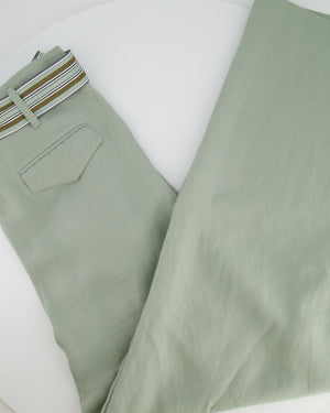 Loro Piana Sage Green Two-Piece Linen Shirt and Trousers Set Size IT 42 (UK 10)